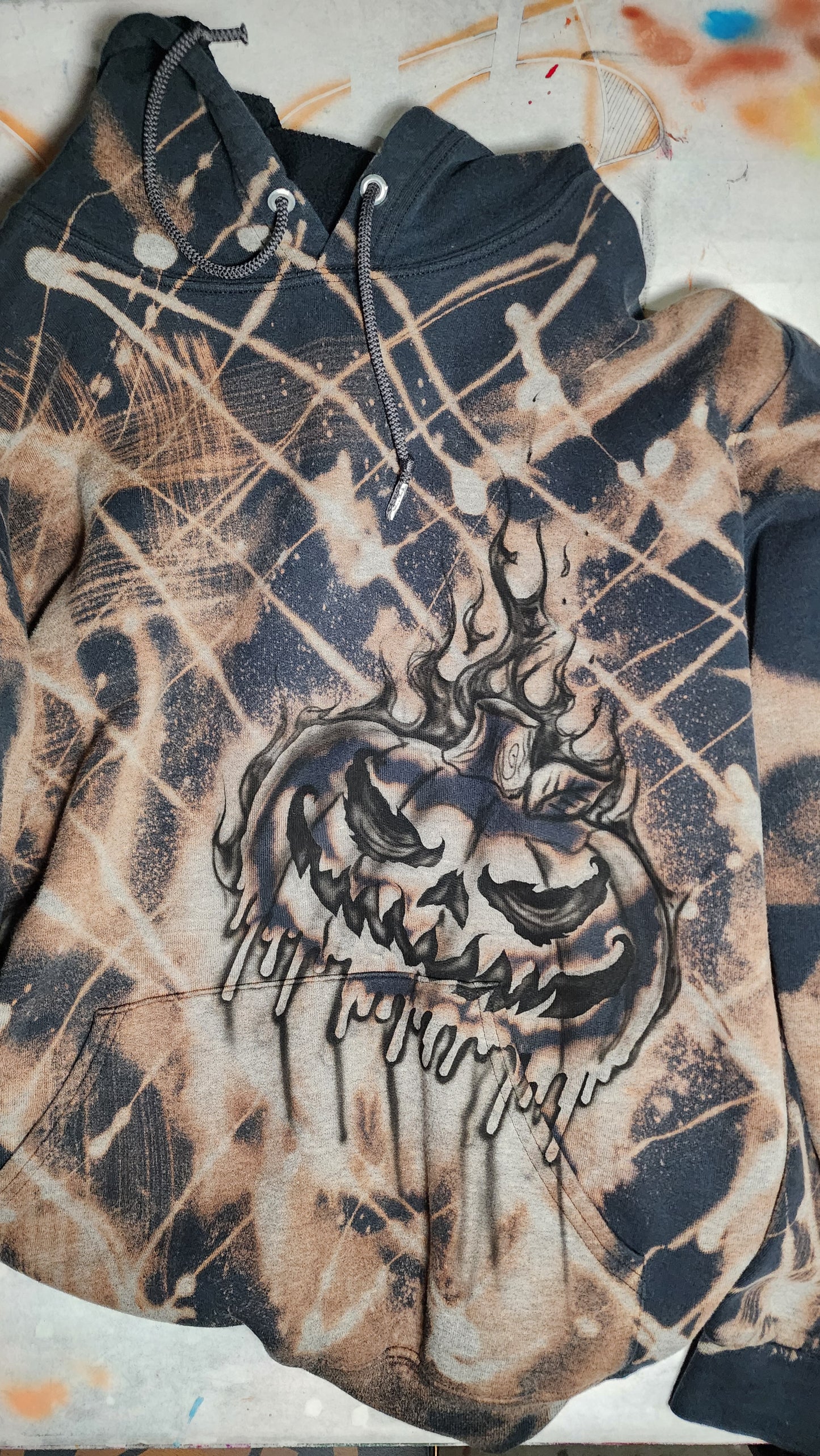 Custom Bleach Painted Hoodie Size L
