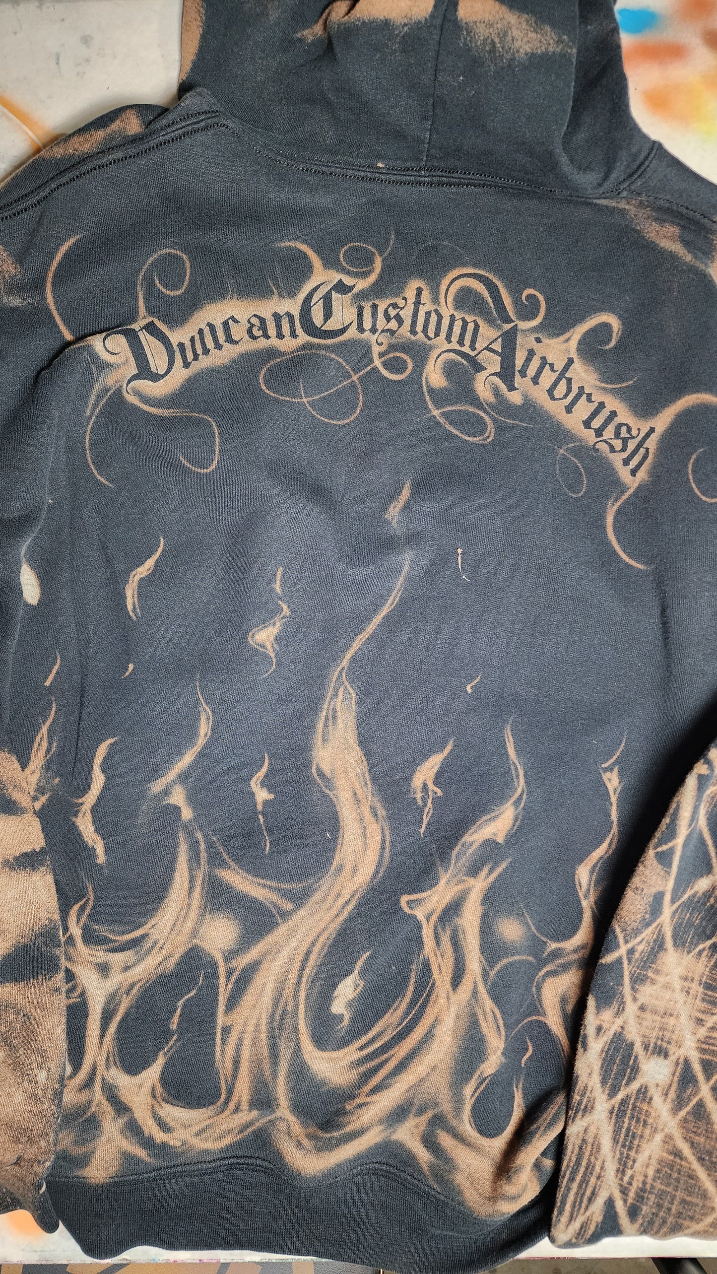 Custom Bleach Painted Hoodie Size L