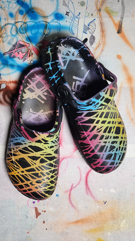 Custom Painted Croc-Style Shoes Size7/8