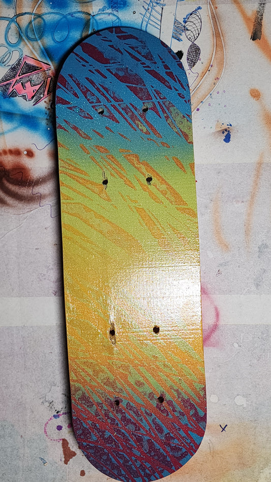 Dish Soap Painted Skateboard and Wood Panel