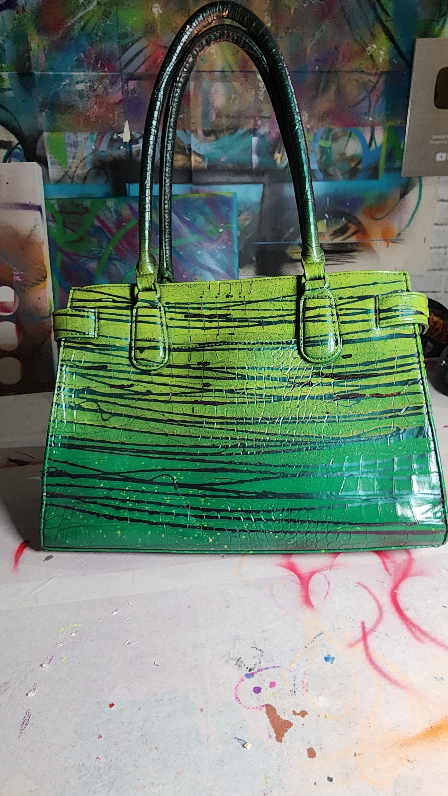 Custom Painted Alligator Handbag