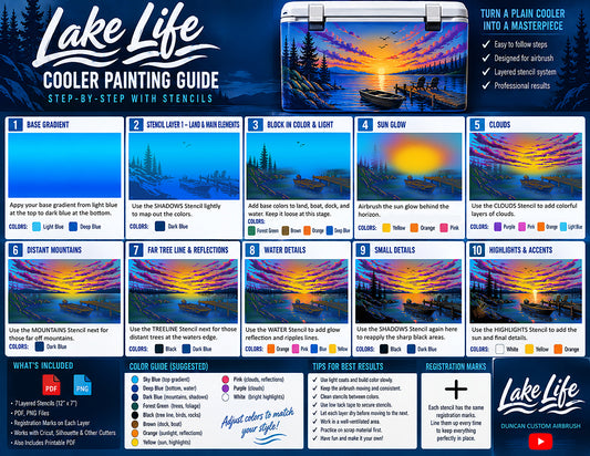 Lake Life Cooler Painting Guide + Stencils Cutting Files