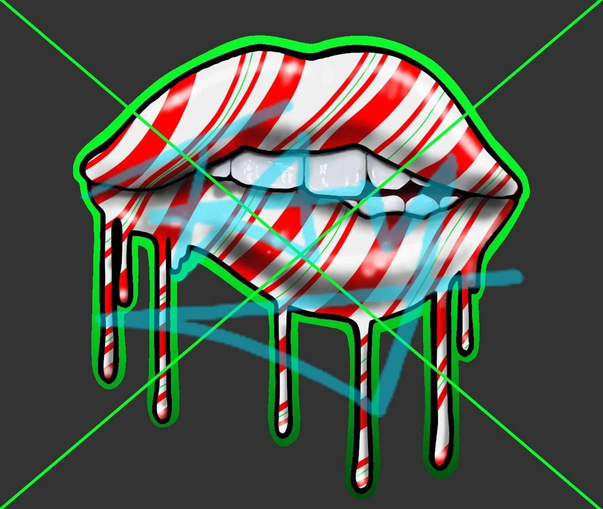 Candy Cane Drip Lips 2 files (Digital Download) Duncan Custom Airbrush